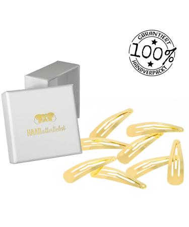 HAARallerliebst Hair Clips - 8 Shiny Gold Clips (5 cm) with White Storage Box | International Shipping - Buy Online on GoSupps.com