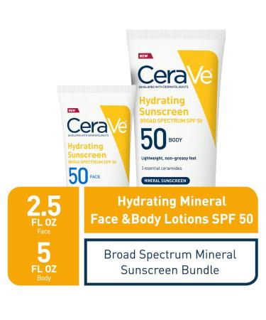 CeraVe Sunscreen Bundle SPF 50 | Mineral Face & Body Sunscreen Set 2.5oz & 5oz - Buy Online on GoSupps.com