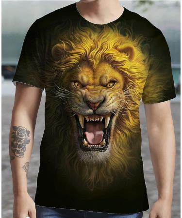 Angry Lion 3D Print Graphic Tee Men's T-Shirt | Sizes S-3XL - Buy Online on GoSupps.com