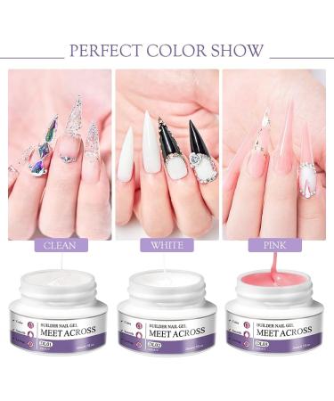 Gel Builder for Nails 3 Colours 20 g Clear Pink White Nail Extension Gel Kit Hard Gel for Nails Builder Nail Gel Kits with Nail Shapes and Acrylic Nail Brush for Nail Art Manicure - Buy Online on GoSupps.com