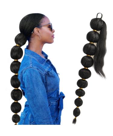 Long Bubble Ponytail Extension for Black Women 34Inch Pony Tail Extension Afro Puff Ponytail Extension Protective Style Black Ponytail Hair Extensions Kinky Straight Lantern Ponytail Wrap Around Ponytail With Hair Tie 15...