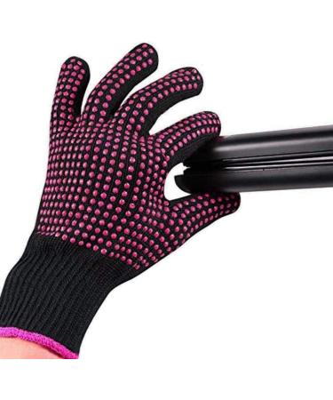 QCBO 2 Pieces Heat Resistant Gloves Silicone Non-Slip Gloves for Hair Styling Curling Iron Fit All Hand Sizes (Rose red Silicone dots) - Buy Online on GoSupps.com
