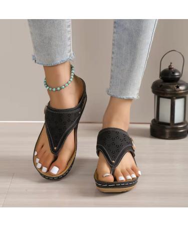 DENERASS Silksal Sandals - Women's Orthopedic Arch Support Sandals in Black Leather for Diabetic Walking (Size 6.5) - Buy Online on GoSupps.com
