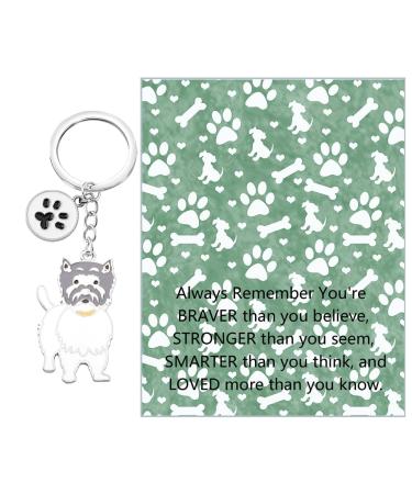 Ensianth Dog Keychain Gifts for Dog Lovers Puppy Keychain Dog Paw Print Keychain Gifts for Dog Owners Mom Dad Puppy Dog Keyring West Highland