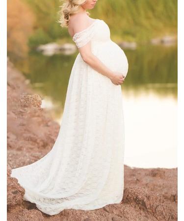 BUOYDM Maternity Photography Props Dress - Elegant White Dress for Pregnant Women - Buy Online on GoSupps.com
