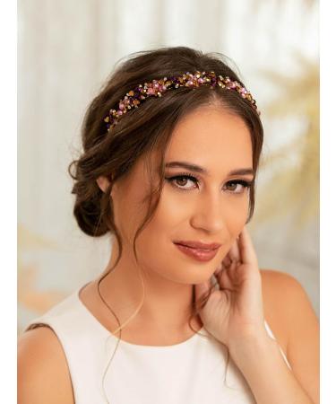 IYOU Vintage Rhinestone Headbands Gold Beads Hair Bands Prom Birthday Hair Accessories for Women