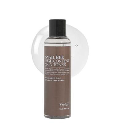 BENTON Snail Bee High Content Skin (Toner) - Snail Mucin Toner Snail Mucin Essence Toner Bee Venom Korean Toner Korean Skin Care Snail Toner Face Skin Care Snail Essence Snail Mucin Moisturizer 5.07 Fl Oz (Pack of 1)