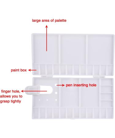 Watercolor Palette Folding Paint Tray with 33 Compartments, Thumbhole, and Brush Holders - White - Buy Online on GoSupps.com