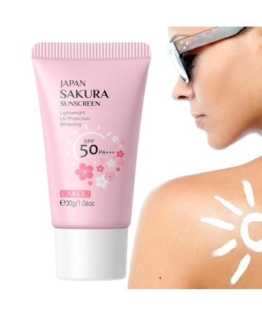 Kasmole Sakura Sunscreen Body Cream SPF50 - Sakura's 30g natural waterproof and moisturizing sunscreen blocks UVA UVB and HEV rays.