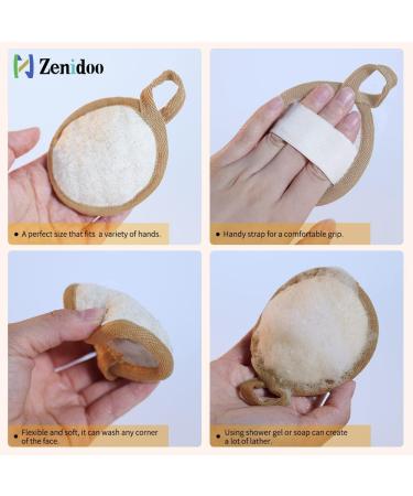 Zenidoo Exfoliating Loofah Sponge Face Pads - 4 Pack Natural Facial Scrub Pad for Men and Women - Large Size Brown - Buy Online on GoSupps.com