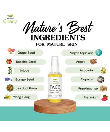 Clearly FACE Natural Oil Cleanser & Makeup Remover | Anti-Aging Cleansing Oil with Rosehip & Avocado | Vegan & Water-Free | Ideal for Mature Skin - Buy Online on GoSupps.com