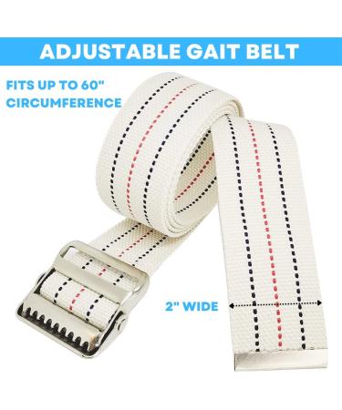 LiftAid 60 Inch Transfer and Gait Belt with Metal Buckle - Assist Aid for Seniors and Caregivers - Beige - Buy Online on GoSupps.com