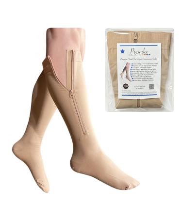 Closed Toe 30-40 mmHg Extra Firm Zipper Compression Leg Swelling Socks 1 Nude