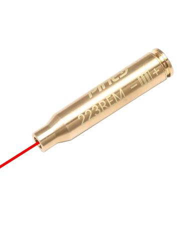 Pinty Laser Boresighter, Red Dot Laser Bore Sight Pistol Carbine Rifle Self Defense Hunting Training More, Rem Gauge Range and Tactical Shooting Accessory, Batteries Included, Brass Casing 5.56