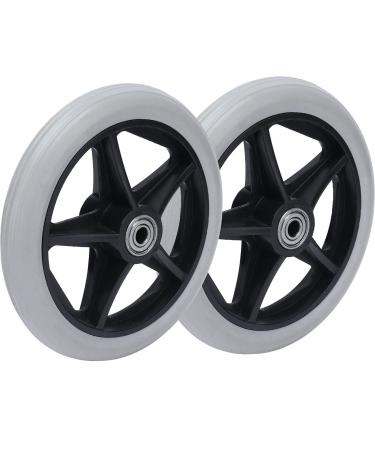Wheelchair Wheels Wheelchair Front Castor 7 Inch Rubber Wheel Replacement for Wheelchairs Universal Solid Non-Slip Wheelchair Casters Rollers (Color : Grey)(Grey)