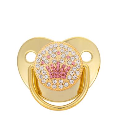 Newborn baby pacifier nipple baby pacifier silicone bling baby gold pacifier and clips with rhinestone newborn dummy pacifier for 0-18 months gold unit size