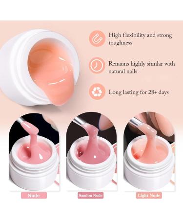 Builder Gel for Nails 3 Colors Nail Strengthener Sheer Nude Nail Polish Nail Builder Set Nail Extension Hard Gel Builder Gel Base Gel in a Bottle Light Nude UV/LED Nail Gel Kit - Buy Online on GoSupps.com
