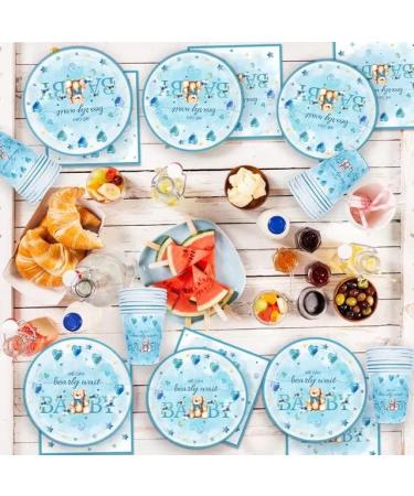 Teddy Bear Baby Shower Decorations We Can Bearly Wait Baby Shower derorations Plates Set for 24 Guests Paper Plates Napkins Cups and Straws Set for Baby Shower Party Supplies(Blue Set) - Buy Online on GoSupps.com