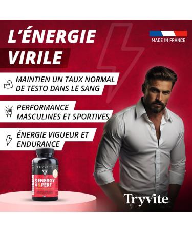 Men's Testosterone Formula | Men's Performance | Strength Energy Endurance | 90 Capsules for Blood Circulation | Ginseng MACA - Cola - Vitamins and Minerals | TRYVITE Energy & Performance - Buy Online on GoSupps.com