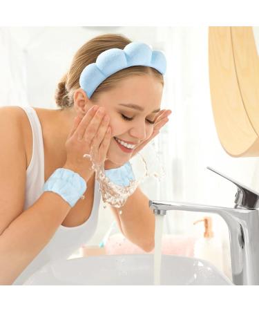4 Pack Spa Headbands for Washing Face & Makeup Removal - Non-Slip Skincare Set with Headband & Wristband - Terry Cloth Puffy Headband in Pink & Blue - Buy Online on GoSupps.com
