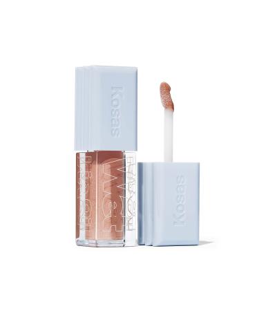 Kosas Wet Lip Oil Gloss - Hydrating Lip Plumping Treatment with Hyaluronic Acid & Peptides Non-Sticky Finish (Unzipped)