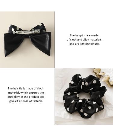 2 Pieces of Bow Hairpins and 2 Pieces of Hair Ties Simple Bow Hairpins Round Hairpins Women's French Hairpins Girls' Hair Accessories (Black Champagne Color) - Buy Online on GoSupps.com
