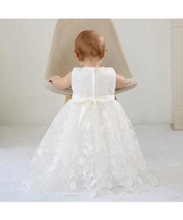 Leideur Baby Long Christening Gown | White Baptism Dress for Girls | 12-18 Months - Buy Online on GoSupps.com
