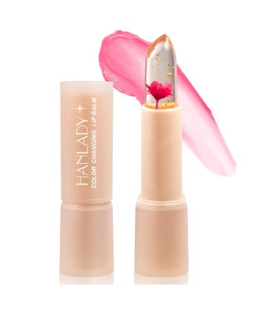 Flower Lip Balm Color Change  Clear Lipstick With Flower Inside  pH Lip Balm for Pink Shade  Long Lasting Moisturizing Waterproof Vegan Lipstick (Red)