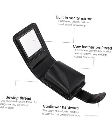 Small Lipstick Pouch - Leather Lipstick Organizer & Mini Cosmetic Bag with Mirror - Travel Size Makeup Case for Purse - Black 10x7x3cm - Buy Online on GoSupps.com