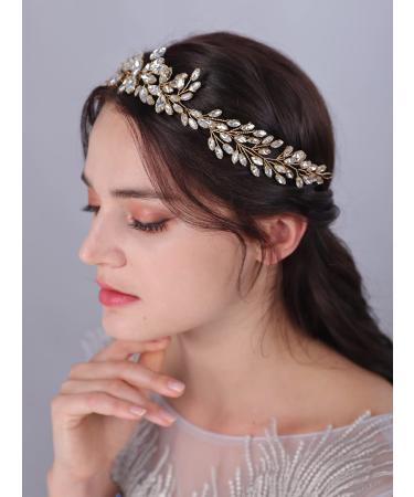 JWICOS Crystal Wedding Headband Bridal Hair Vine - Gold Prom Hair Accessories - Buy Online on GoSupps.com
