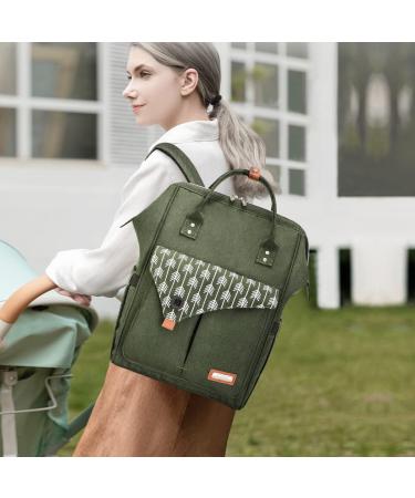 Lekebaby Dark Green Diaper Backpack - Multifunctional Large Capacity Baby Bag with Diaper Pad for Travel | Ideal for On-the-Go Parents - Buy Online on GoSupps.com