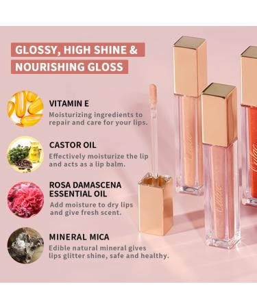 Oulac Clear Glitter Lip Plumper Gloss | Mirror Finish | Moisturizing & Reduce Fine Lines | Non Sticky Lip Gloss for Girls Women | 4.5ml/0.15fl.oz Mauve Pink - Glamorize (C08) - Buy Online on GoSupps.com