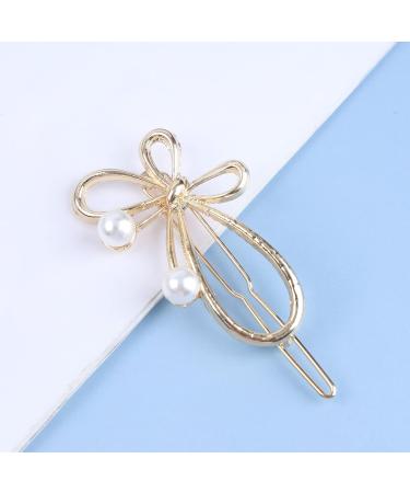 Aneneiceera Hollow Out Bow tie Hair Clip Gold Hair Barrette One word Clip Pearl Hair Pin Headpieces Decorative Hair Pins Headwear Bride Hair Accessories for Women and Girls (Gold) - Buy Online on GoSupps.com