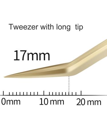 Nagaraku Precision Tweezers for Eyelash Extensions - Gold Long Lace Bent for Volume & Simple Fan - Stainless Steel (N-03-2) - Buy Online on GoSupps.com