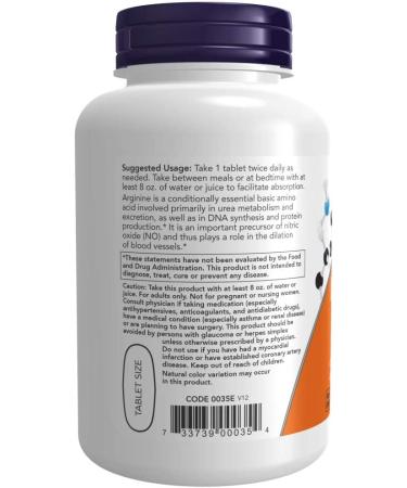 Now Foods L-Arginine 1000mg 120 Tablets (Pack of 3) - 360 Tablets Total - Buy Online on GoSupps.com