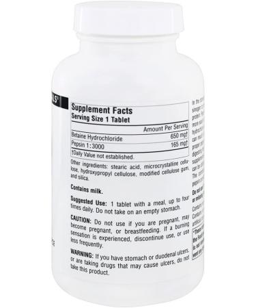 Source Naturals Betaine HCL 650 mg - 180 Tablets for Digestive Support - Buy Online on GoSupps.com