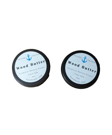 Wood Butter Pair of 4 oz 8 oz Total Cutting Board Condition Restore Protect Food Safe Handmade in The USA Black