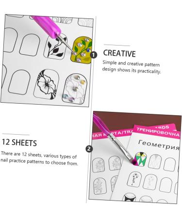 Beaupretty 12 Sheets Coloring Exercise Book French Manicure Stamp Nail Painting Book Nail Art Book Nail Art for Nail Art Training Practice Mold Kit Paper Nail Supplies Painted White - Buy Online on GoSupps.com