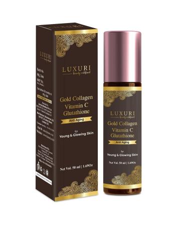 LUXURI Advance Collagen Peptides Anti-Aging Skin Tightening Brightening Serum with Vitamin-C Glutathione and AHA Targets Wrinkles. For Both Men & Women | 50 ml.