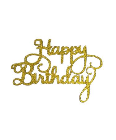Happy Birthday Cake Topper Birthday Sign For Cake Double Sided Glitter Card Toppers (DESIGN 7 GOLD) DESIGN 7 Gold
