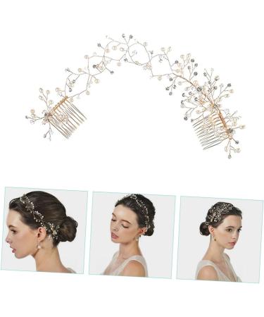 FRCOLOR Crystal Double Hair Comb Wedding Hair Accessories for Brides Bridal Hair Comb Hair Comb Clips Wedding Hair Comb Rhinestones for Hair Pearl Headgear Alloy Bridesmaid - Buy Online on GoSupps.com