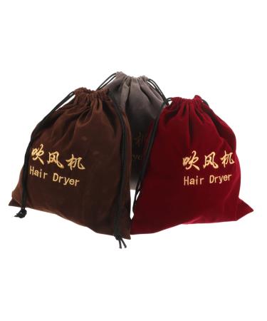 BIUDECO 3 Pcs Hair Dryer Storage Bag Hair Dryer Drawstring Bags Security + Jewelry Fabric Travel Velvet Bag
