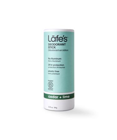 Lafe's Natural Deodorant | 2.25oz Plastic Free Natural Deodorant Stick in Paper Packaging | Aluminum Paraben and Baking Soda Free with 24-Hour Protection (Cedar & Lime) Cedar & Lime 64 Gram