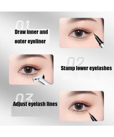 Lower Lash Stamp Reusable Lower Eyelash Extensions Stamps Quick Eye Makeup Tool 2-in-1 Waterproof Sweatproof Eye Makeup Tool for Beginner (2*brown) - Buy Online on GoSupps.com