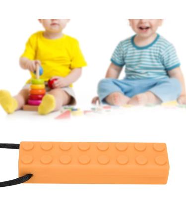 Silicone Building Blocks Baby Teether Necklace | Teething Stick Chew Pendant for Babies (Orange) - Buy Online on GoSupps.com