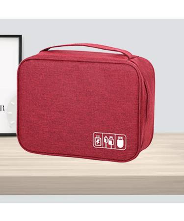 Digital Gadgets Storage Bag Separate Storage Adjustable Portable Data Cable Storage Bag for Home (Black) (Wine Red) - Buy Online on GoSupps.com
