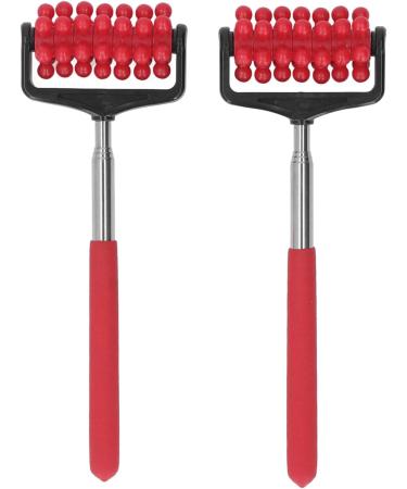 Adjustable Telescopic Back Massage Roller - 2 Piece Stainless Steel Relief Device for Full Body Use - Portable & Easy to Use (Red) - Buy Online on GoSupps.com