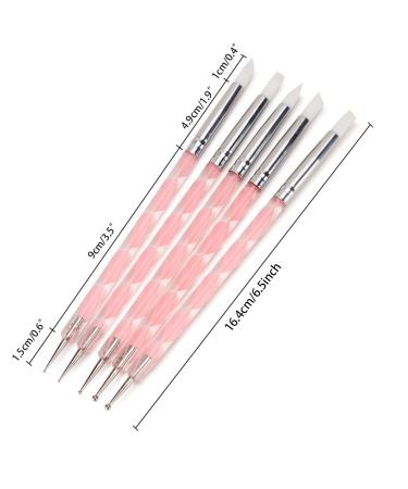HuiDao 5Pcs Nail Art Dotting Tools - Silicone Brush Dual Head UV Gel Drawing Pen - Clay Sculpting & Painting Tools (Clear & Pink) - Buy Online on GoSupps.com