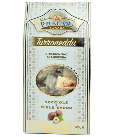 Torroncini with hazelnuts and honey from Sardinia (hard) 200g gift packaging white nougat torrone pruneddu torronificio artigianale