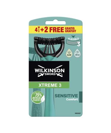 Wilkinson Sword Xtreme 3 Sensitive Disposable Razors - 6 Count Black 6 Count (Pack of 1) - Buy Online on GoSupps.com
